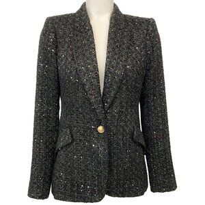 L'Agence Black Sequined Tweed Chamberlain Jacket